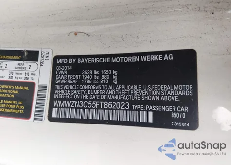 2015 Mini Convertible Cooper из США, поврежденный, VIN WMWZN3C55FT862023